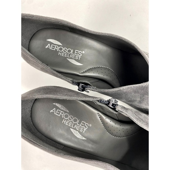 Aerosoles Heelrest Ankle Boots Women's 9 Booties Heeled Shoes Zip Gray Fabric - Picture 8 of 9